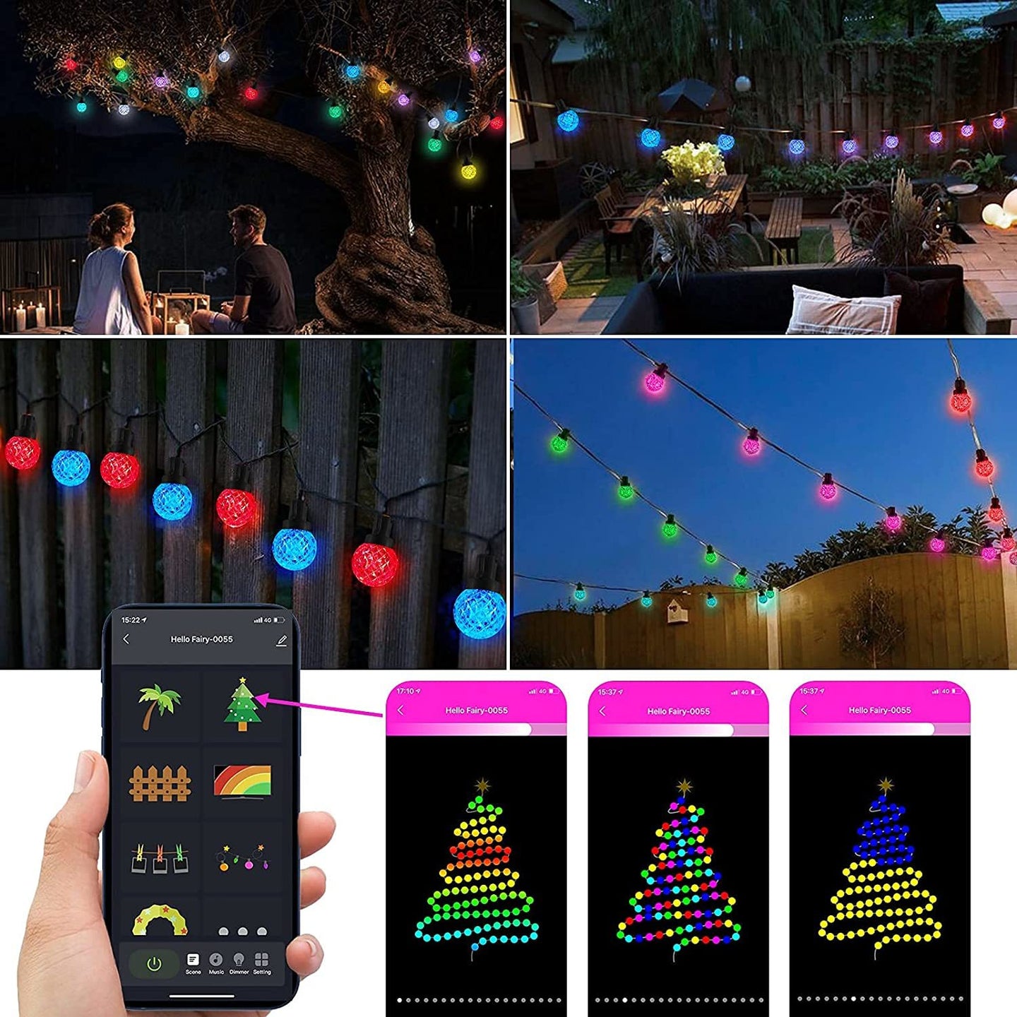 Tuya smart wifi ble 10M 50LED Crystal ball String Fairy Garland Garden Christmas Decor For Outdoor - A-TEAM SMART HOME