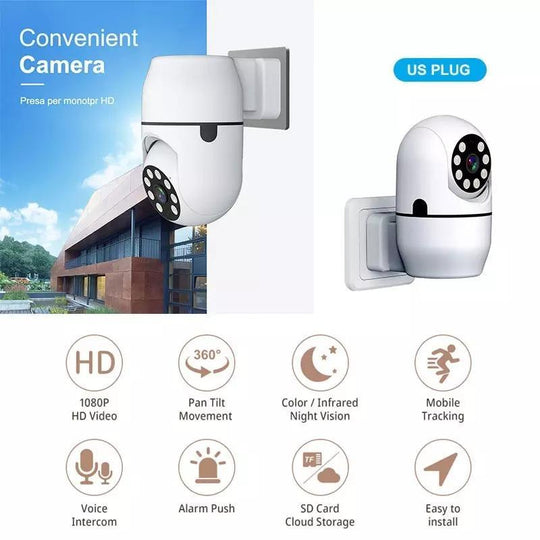 1080P 3MP TUYA Smart Security Mini CCTV IP Camera Wi-Fi Wireless Surveillance Indoor PTZ Dome Camera With Plug Adapter - A-TEAM SMART HOME