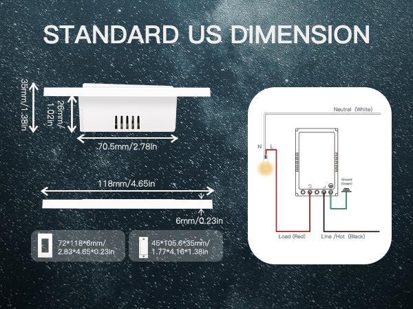 Smart Light Switch No Neutral Wire Required No Capacitor and No Hub Required Single Pole 2.4GHz Wi-Fi Switch - A-TEAM SMART HOME