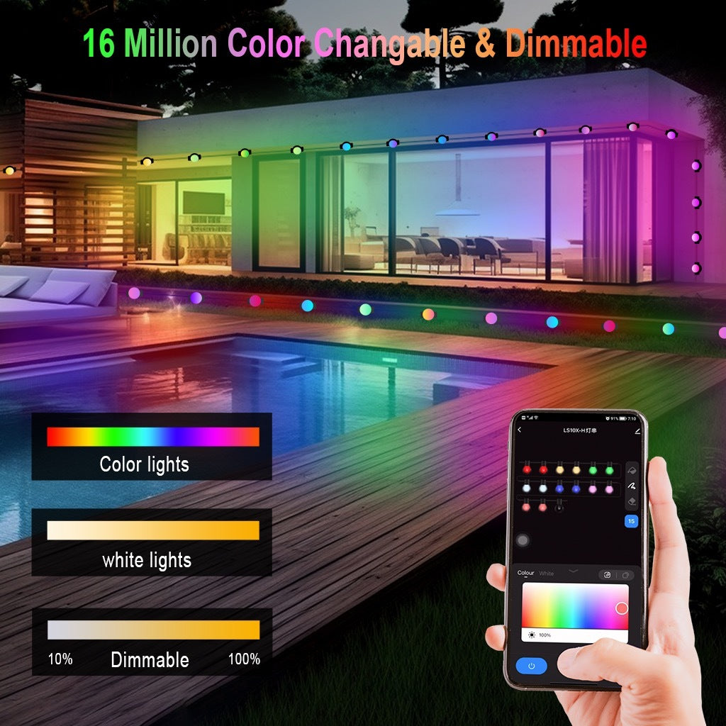 utdoor Lights Smart Eave Lights 48LEDs RGBIC Waterproof APP Control Support Alexa, Google - A-TEAM SMART HOME