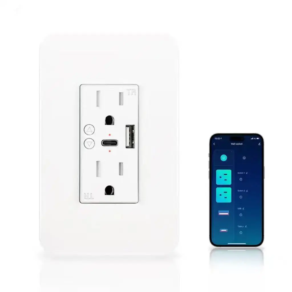 Smart Life Smart Wall Socket US Standard Alexa Voice Control WiFi Type C and USB WiFi Smart Wall Socket - A-TEAM SMART HOME