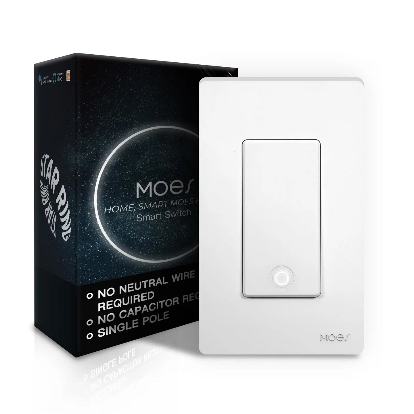 Smart Light Switch No Neutral Wire Required No Capacitor and No Hub Required Single Pole 2.4GHz Wi-Fi Switch - A-TEAM SMART HOME