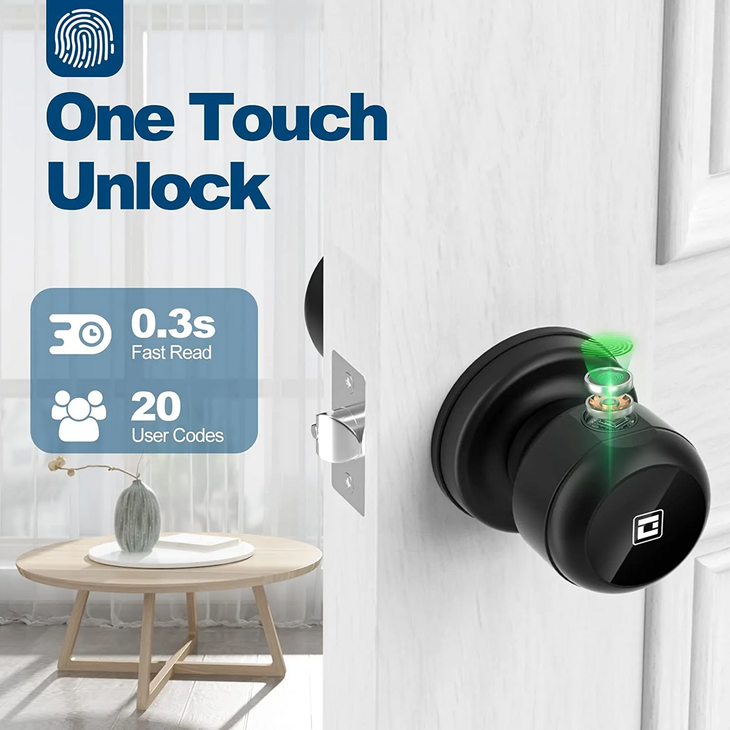 Smart Door Knob with Keypad, Smart Door Lock Fingerprint Door Lock with Keypad, App Control, Great Door Lock - A-TEAM SMART HOME