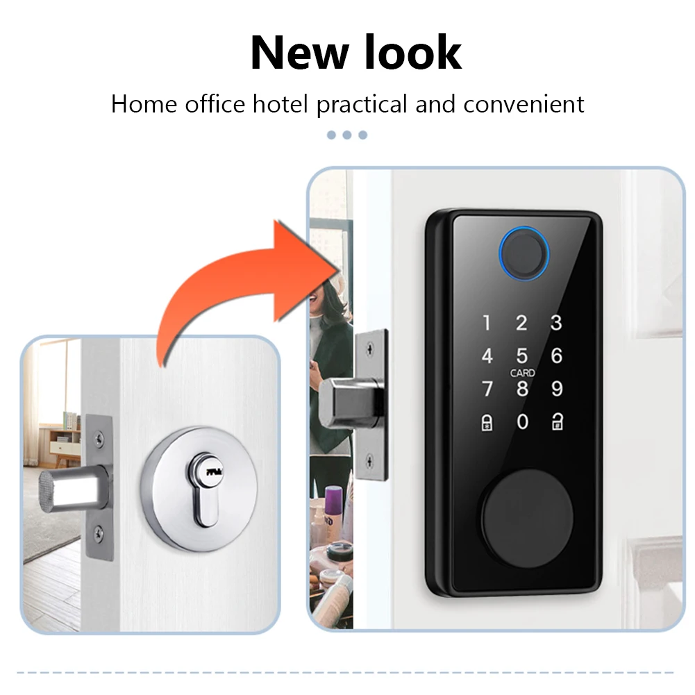 Tuya Fingerprint Rim Lock Smart IC Card Digital Code Electronic TTLock Door Lock Security Mortise Lock - A-TEAM SMART HOME