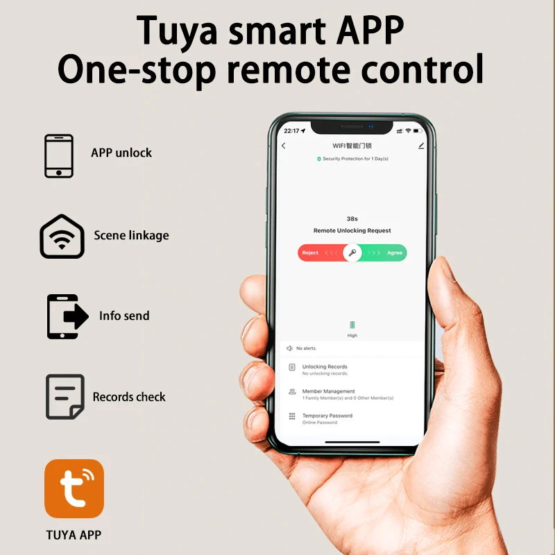 Smart Door Handle Fingerprint Password Digital Lock Tuya App Keyless Entry for Doors Smart Electronic Lock - A-TEAM SMART HOME