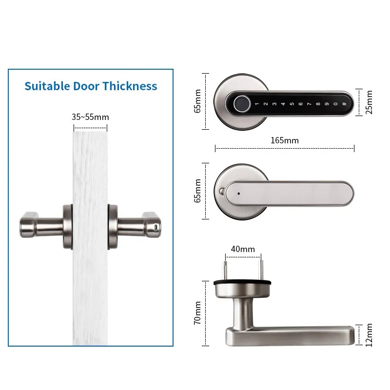 Smart Door Handle Fingerprint Password Digital Lock Tuya App Keyless Entry for Doors Smart Electronic Lock - A-TEAM SMART HOME